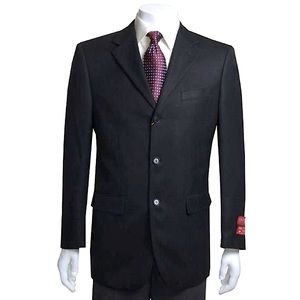 Gianni Mandozi Black Tendenza Angelico Super 140s Pure New Wool  Suit Jacket